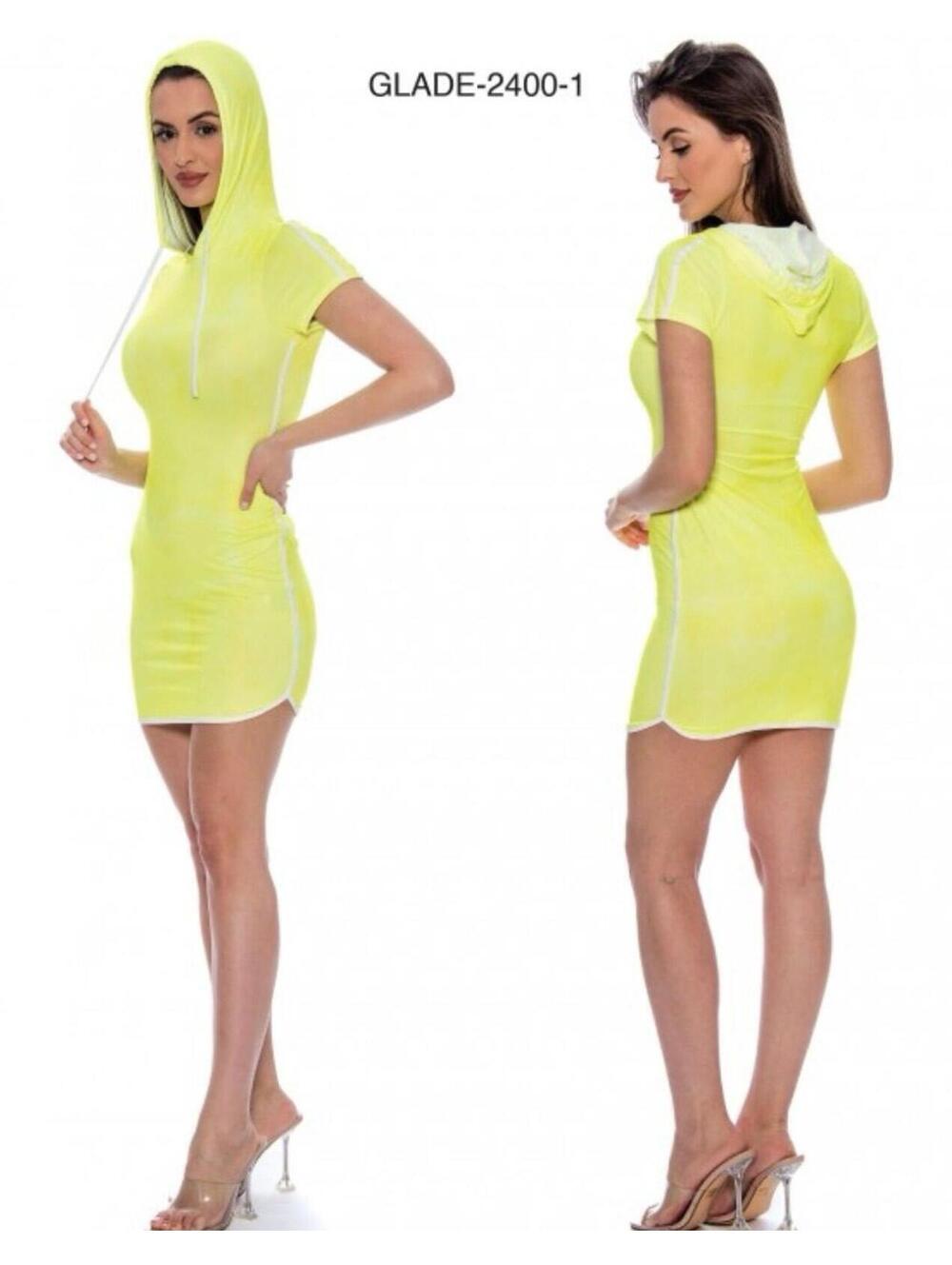True Rock Hooded Mini Dress - Yellow  - Large